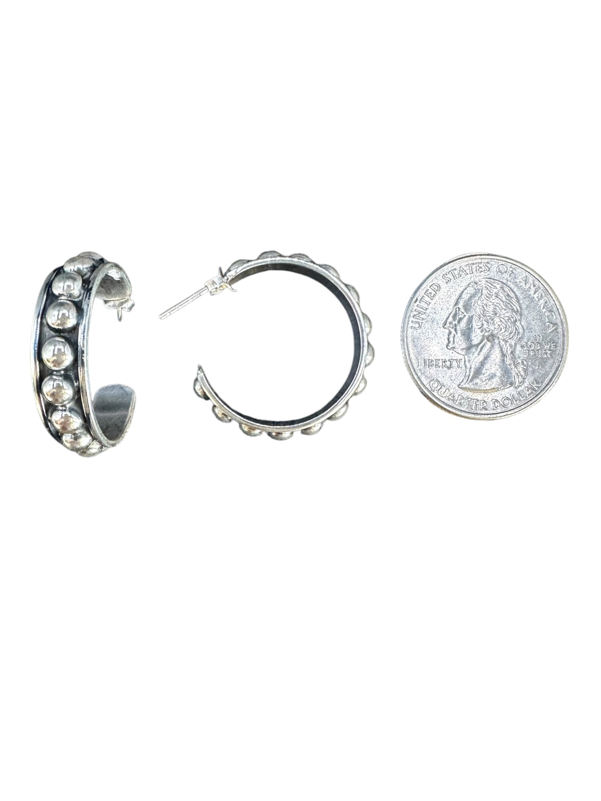 Flat Pearl Hoop Earrings - Braided Sterling Silver - Ready Made