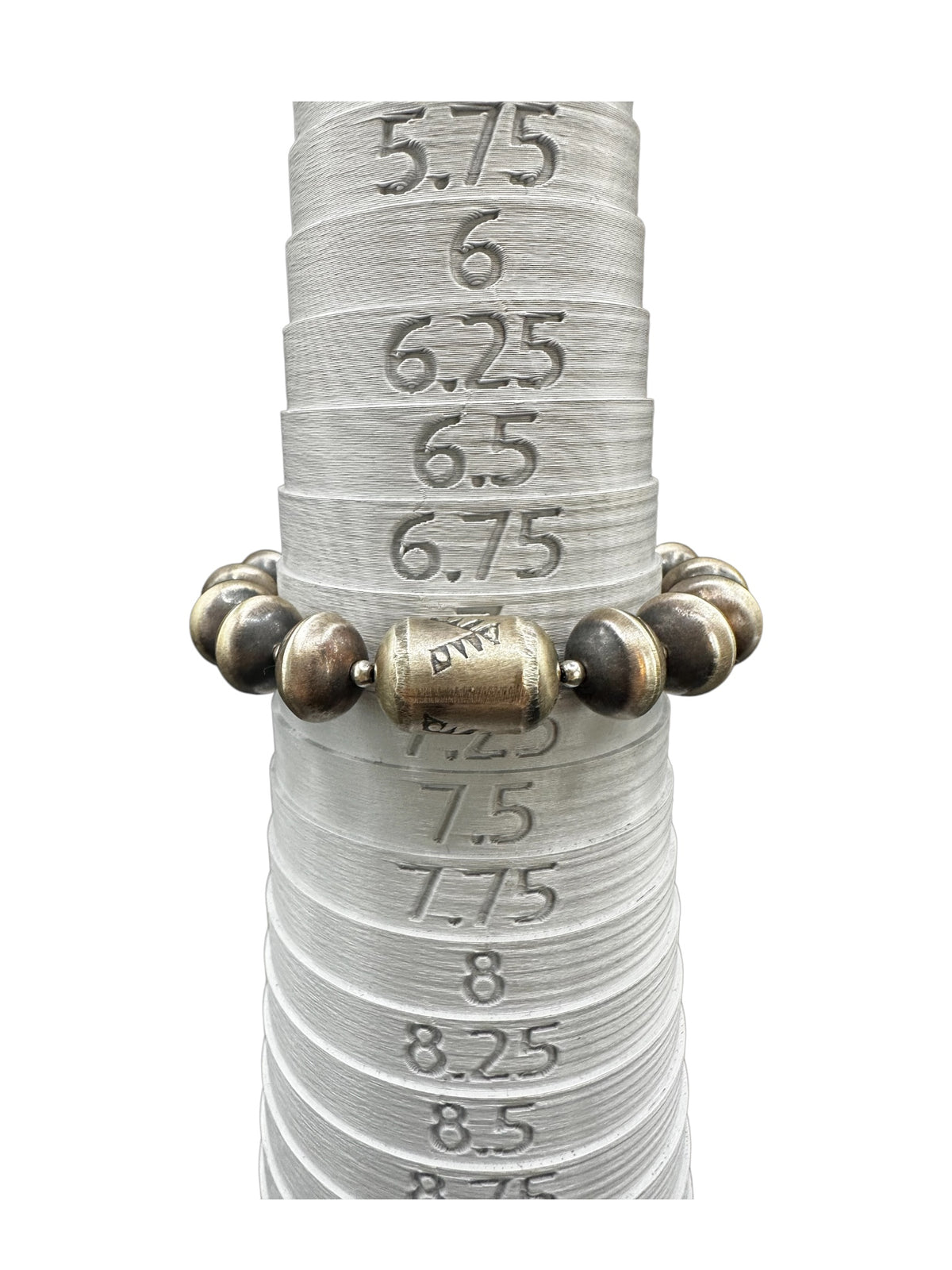 Sharon Cooley - Handmade Pearls & Barrel Bead Stretch Bracelet - Sterling Silver - Handmade Native American