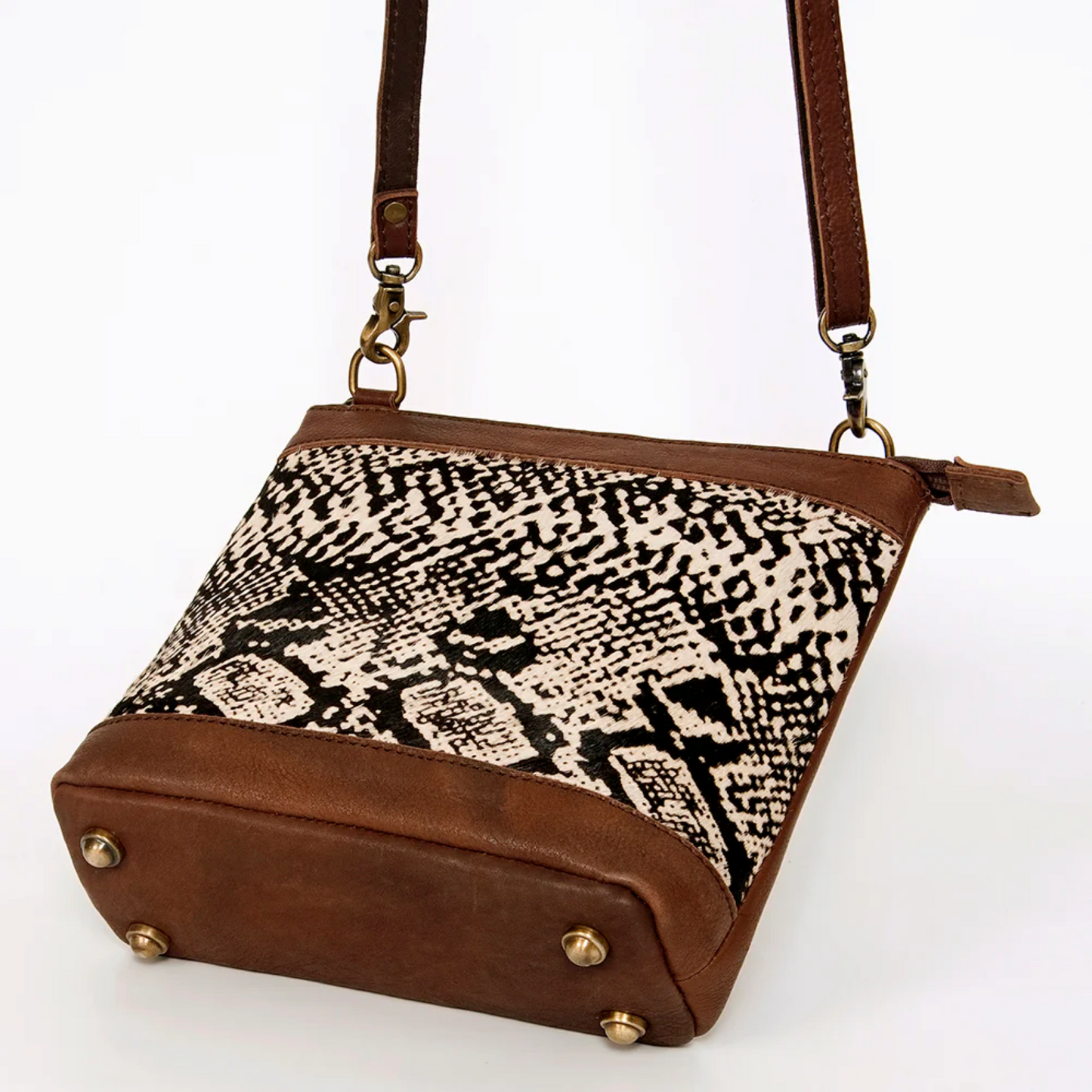 American Darling - Hair on Crossbody Genuine Western Leather Women Bag with Snake-Print