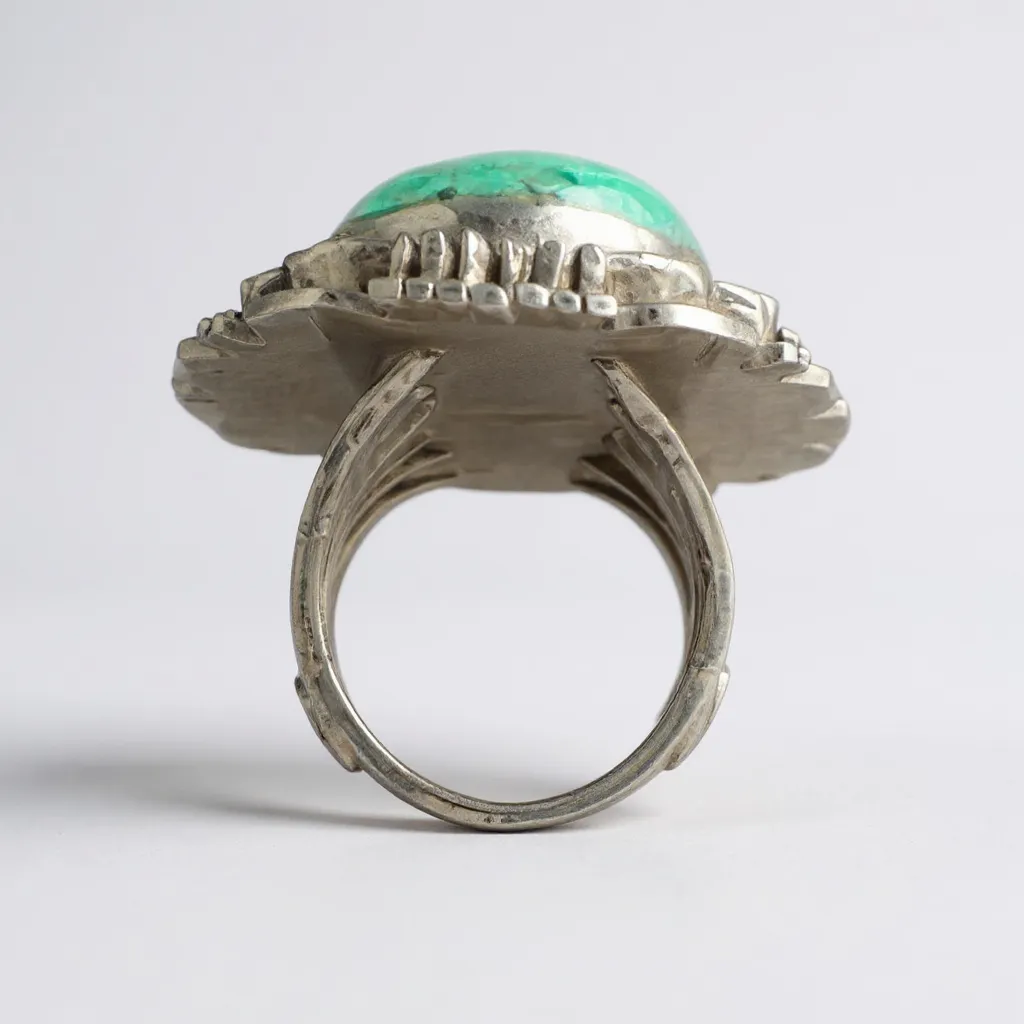 Handcrafted Navajo Turquoise Sterling Silver Statement Ring