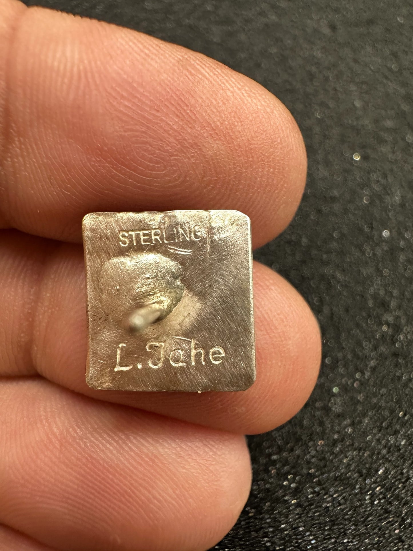 Small Square Sterling Silver Stud Earrings - Handmade Native American - Leander Tahe