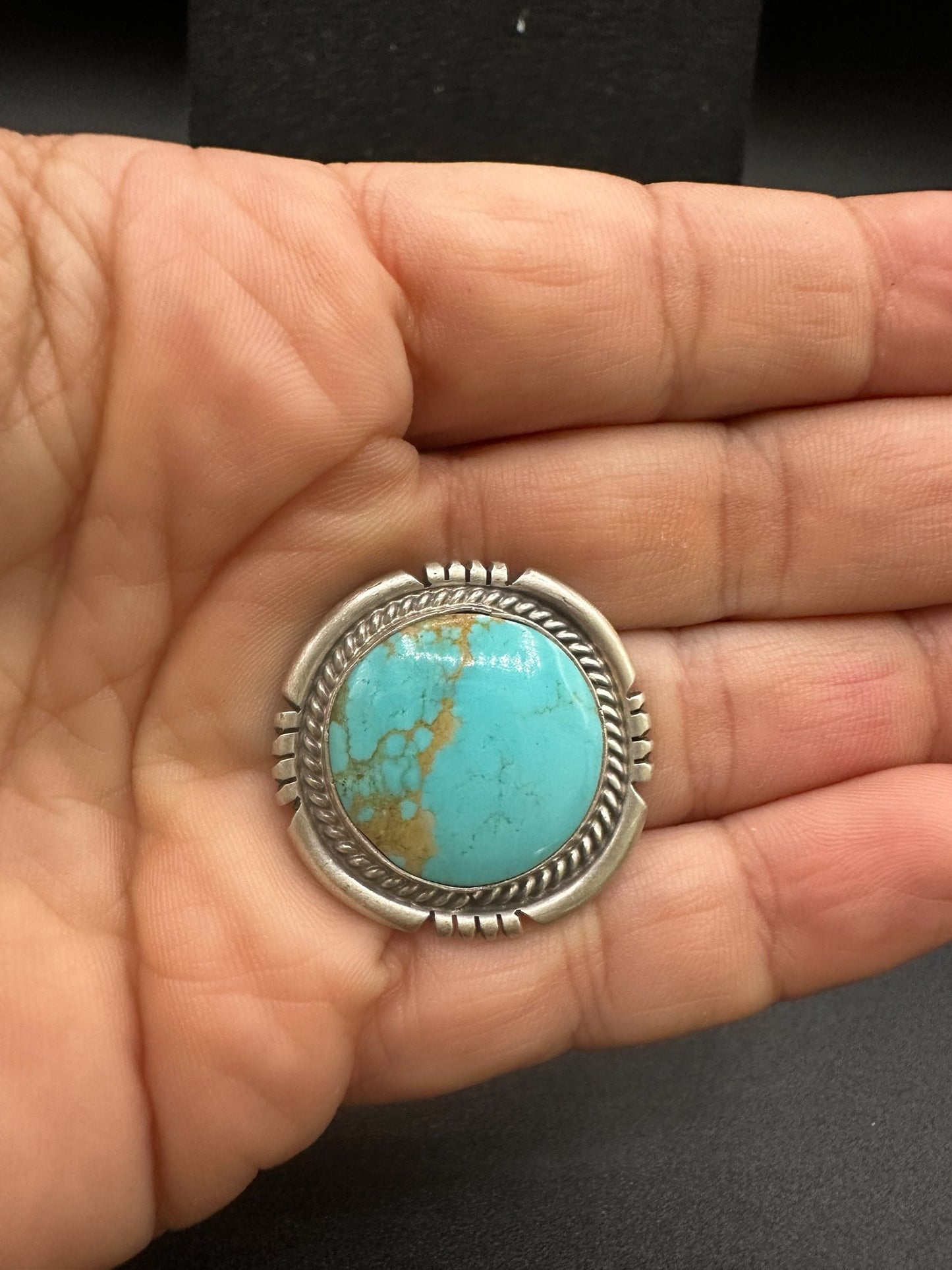Medium Round Cabochon Ring – Sterling Silver and Genuine Turquoise Ring - Authentic Handmade Native American – John McCray
