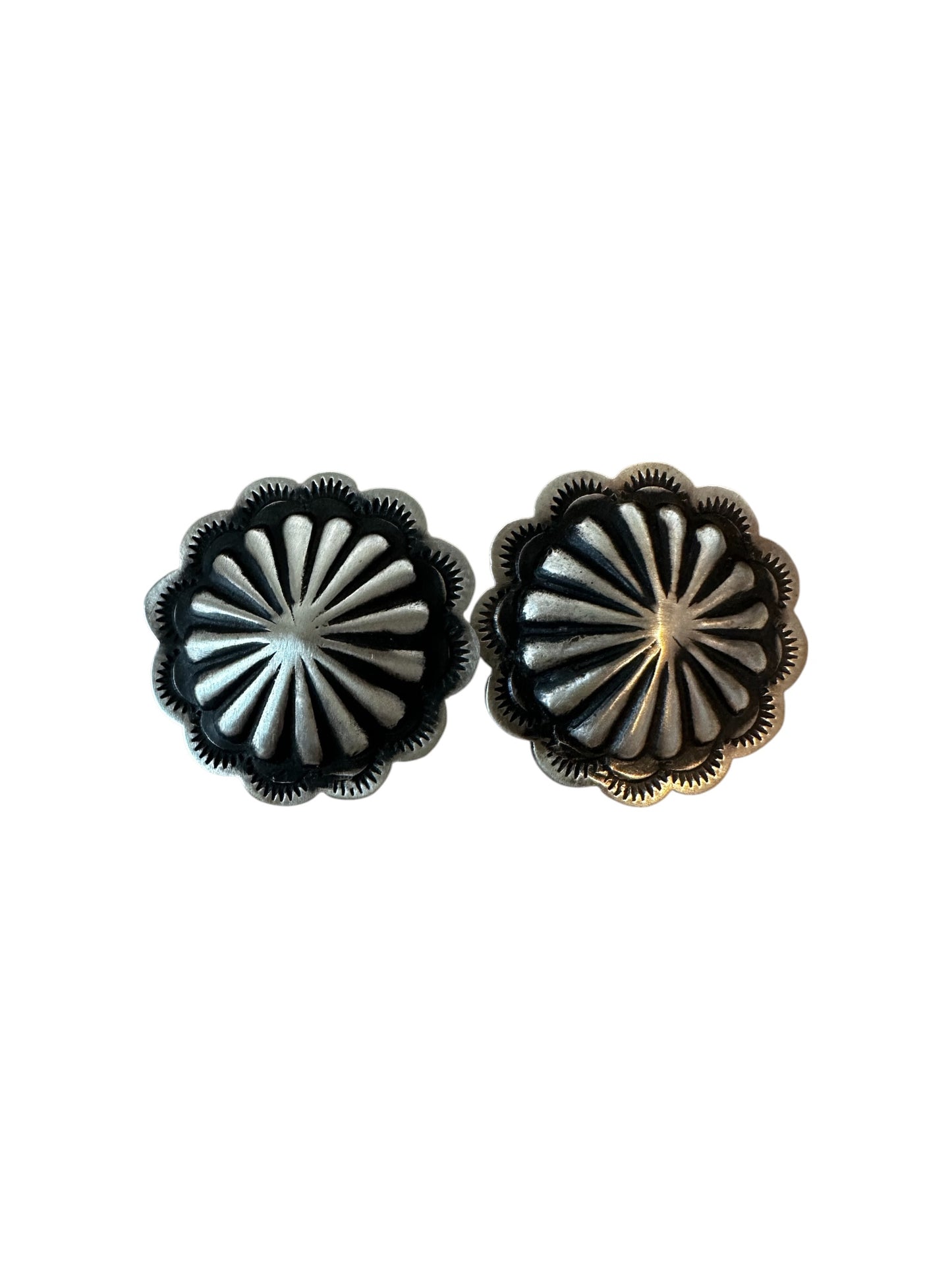 Leander Tahe - Sterling Silver Concho Medium Stud Earrings - Native American