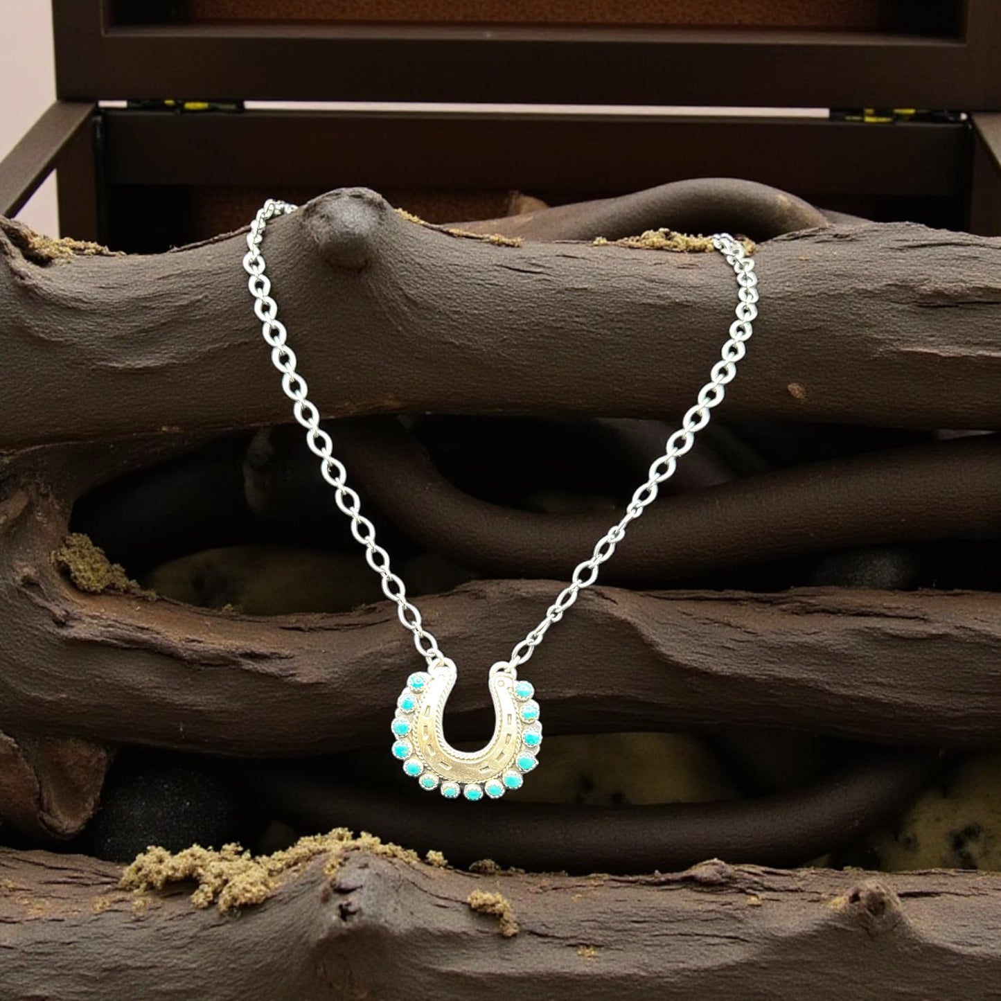 Emer Thompson - Turquoise and Sterling Silver Horseshoe Pendant - Handmade Native American