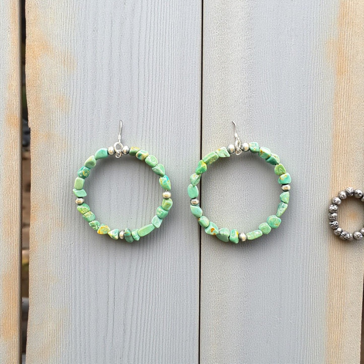 Sonoran Turquoise Chips Hoops - Hook Earrings - Handcrafted Native American