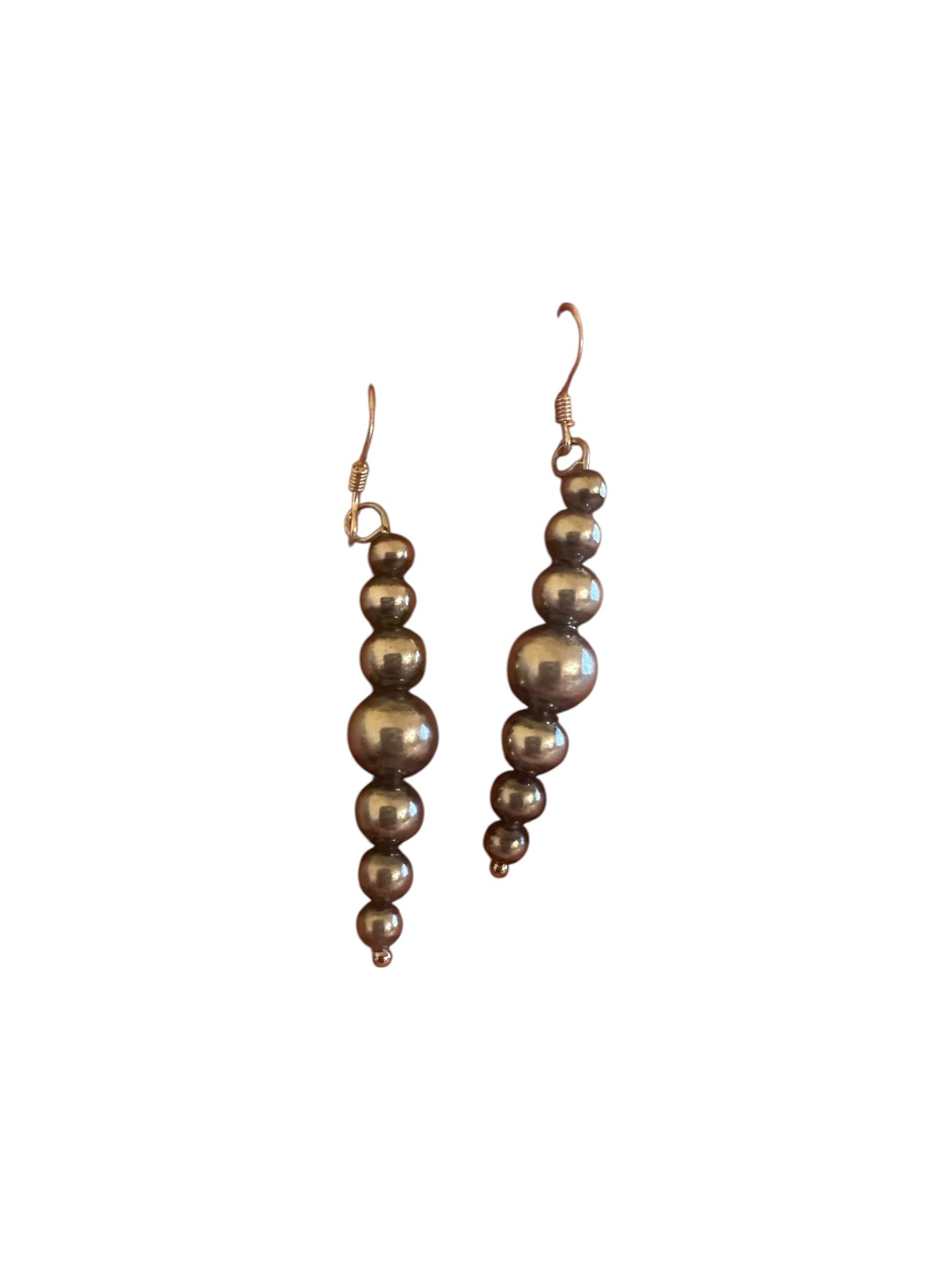 Silver Pearls Hook Earrings - Graduated Pearls - Oxidized Sterling Silver - Hand Strung