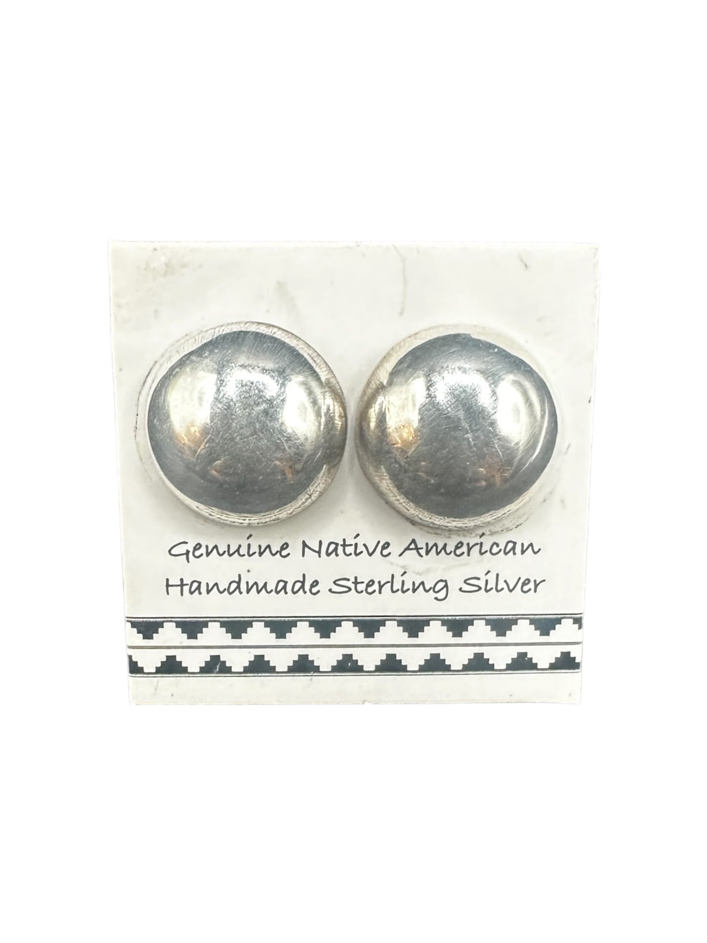 Small Flat Pearl Sterling Silver Stud Earrings - Handmade Native American