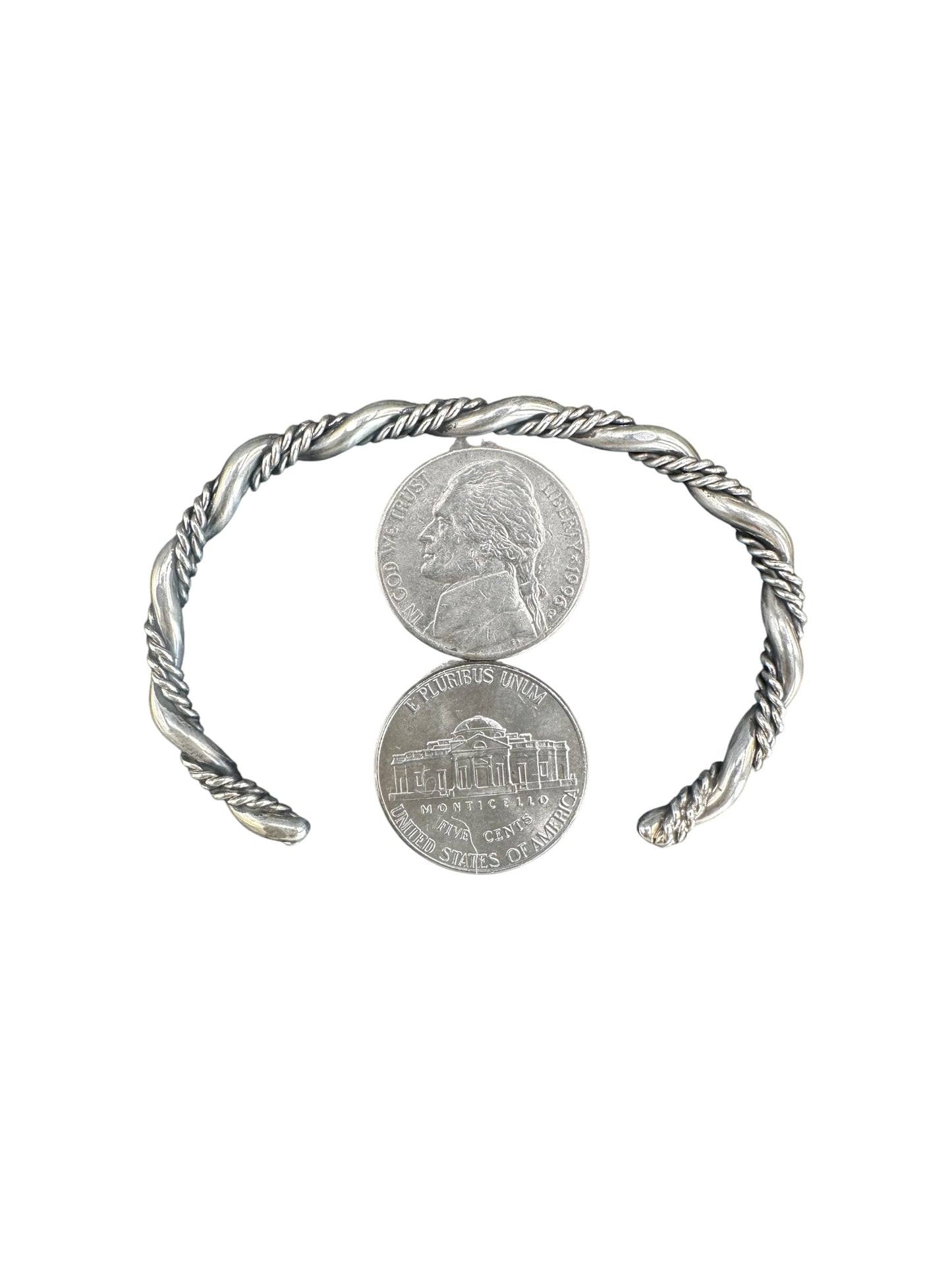 Twisted Slim Stacker Cuff Bracelet – Sterling Silver - Native American Handmade