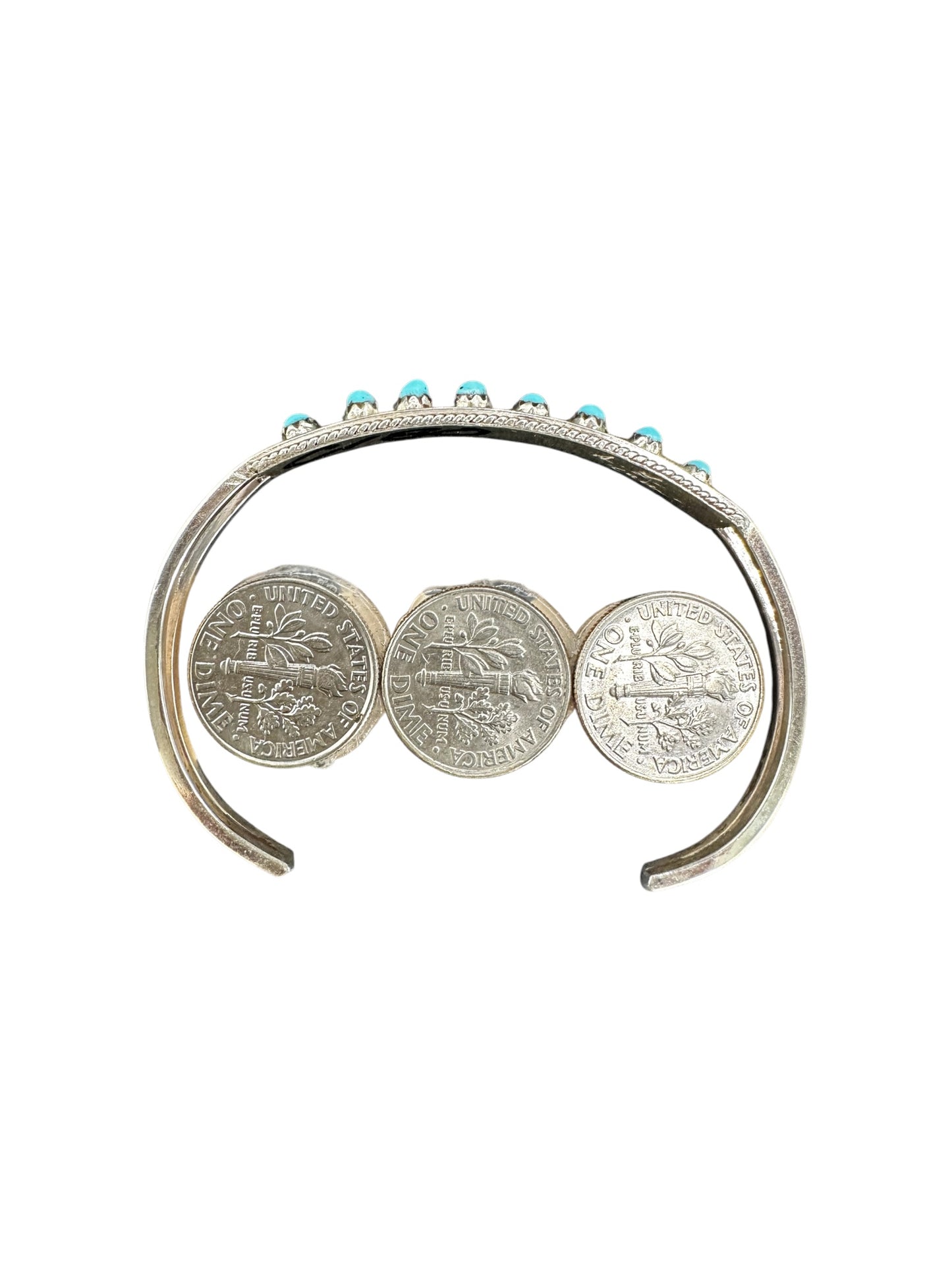 Susie Livingston - Multi Stone Slim Cuff Bracelet – Sterling Silver & Genuine Turquoise - Native American Handmade