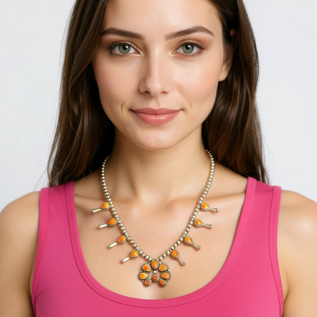 Shirley Henry – Mini Squash Blossom Set – Spiny Oyster – Handmade Native American