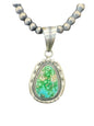 Steve Yellowhorse Teardrop Pendant – Genuine Turquoise and Sterling Silver - Handmade Native American (B)