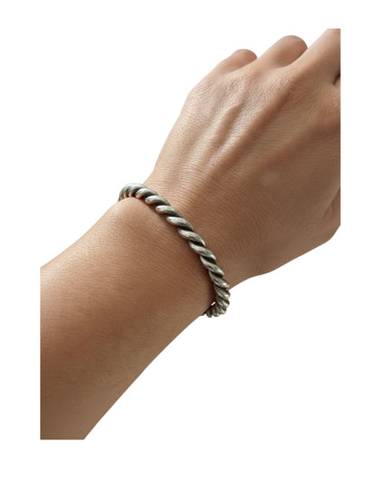 Tahe - Twisted Stacker Cuff Bracelet – Sterling Silver -  Native American Handmade