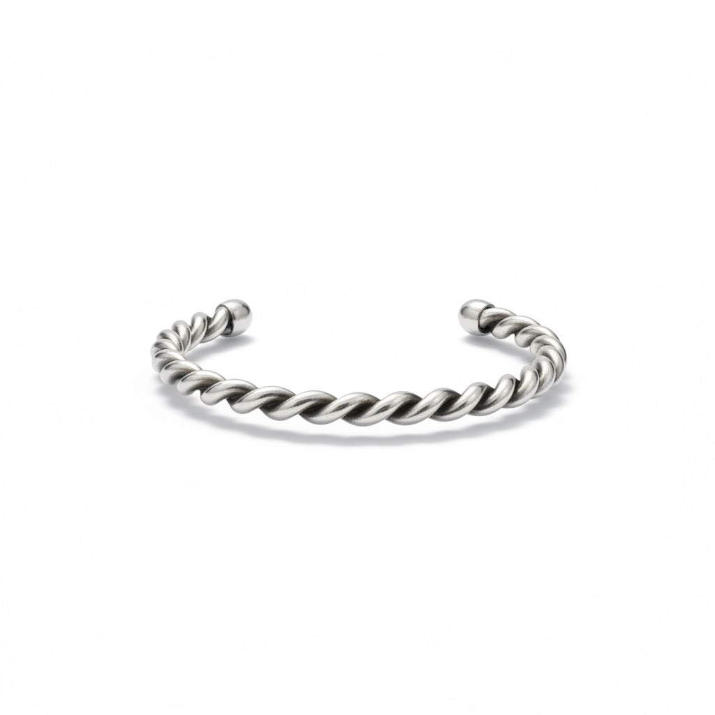Tahe - Twisted Stacker Cuff Bracelet – Sterling Silver -  Native American Handmade