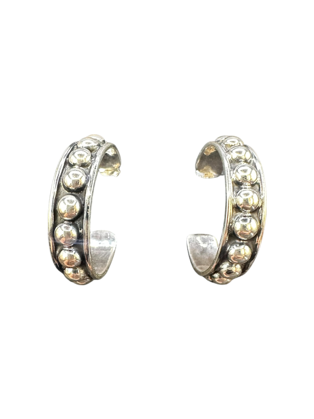 Flat Pearl Hoop Earrings - Braided Sterling Silver - Ready Made