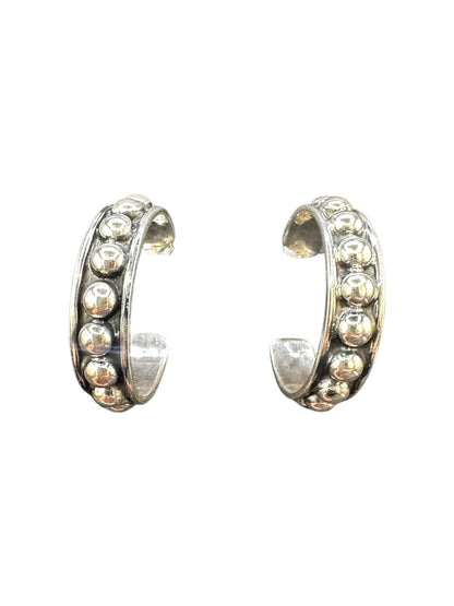 Flat Pearl Hoop Earrings - Braided Sterling Silver - Ready Made