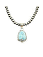 Nila Johnson - Small Cabochon Pendant - Sterling Silver & Genuine Golden Hills Turquoise - Handmade Native American