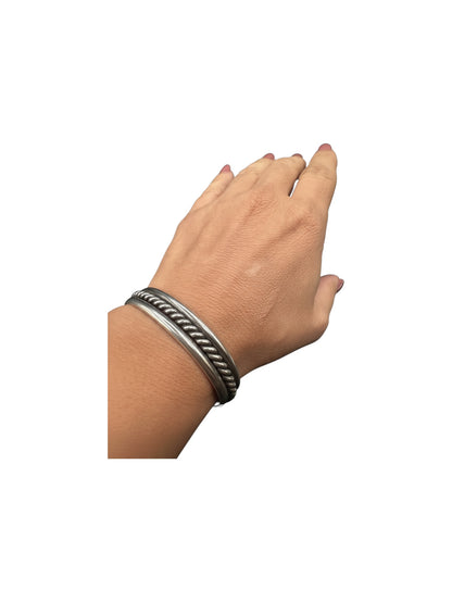 Michael Tahe - Sterling Silver Medium Spiral Bracelet - Handcrafted Native American