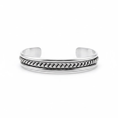 Michael Tahe - Sterling Silver Medium Spiral Bracelet - Handcrafted Native American