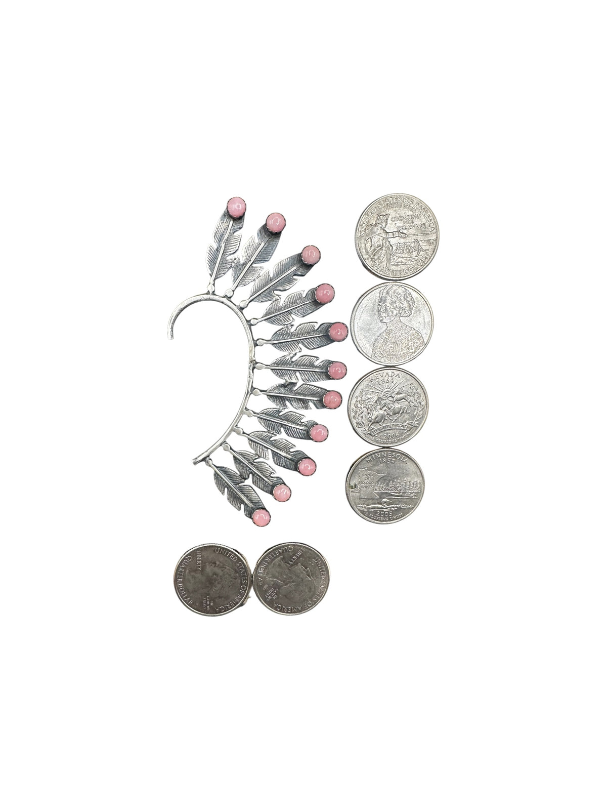 Feather Jacket Cuff, Ear Wrap, Non-Pieced Cuff - Genuine Gemstones and Sterling Silver - Handmade Native American