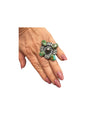 Charles Johnson - Genuine Turquoise and Sterling Silver Adjustable Concho Ring - Handmade Native American