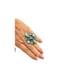 Charles Johnson - Genuine Turquoise and Sterling Silver Adjustable Concho Ring - Handmade Native American