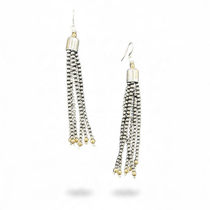 Begay - Long Tassel Sterling Silver 3MM Pearls w. Gold Filled Pearls - Hand Strung Native American