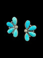 Ann Miller - Large Half Cluster Stud Earrings – Genuine Gemstones and Sterling Silver - Handmade Native American