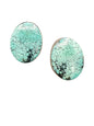 Len Adakai - Oval Cabochon Earrings - Genuine Turquoise Sterling Silver - Handmade Native American