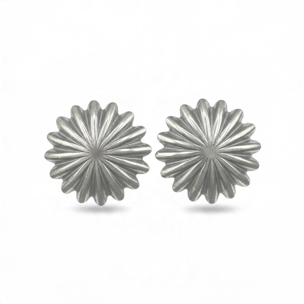 Small Concho Earrings Sterling Silver Stud Earrings - Handmade Native American