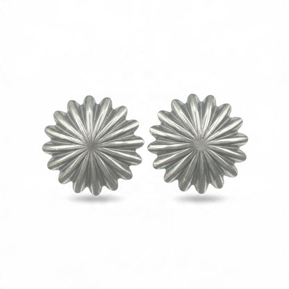 Small Concho Earrings Sterling Silver Stud Earrings - Handmade Native American