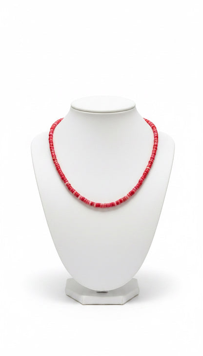 Genuine Jasper Red Quartz Heishi Necklace –  Resembles Red Spiny Oyster - Ready Made