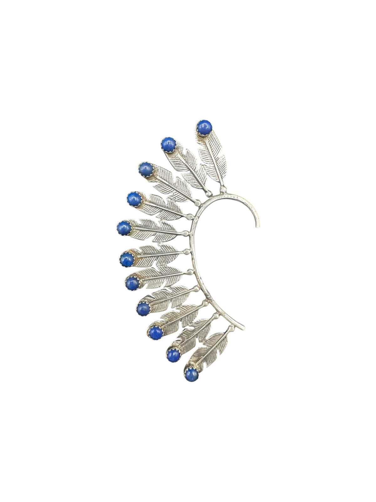 Feather Jacket Cuff, Ear Wrap, Non-Pieced Cuff - Genuine Gemstones and Sterling Silver - Handmade Native American