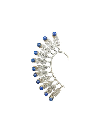 Feather Jacket Cuff, Ear Wrap, Non-Pieced Cuff - Genuine Gemstones and Sterling Silver - Handmade Native American