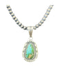 Steve Yellowhorse Teardrop Pendant – Genuine Turquoise and Sterling Silver - Handmade Native American (B)