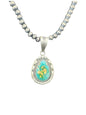 Steve Yellowhorse Teardrop Pendant – Genuine Turquoise and Sterling Silver - Handmade Native American (B)