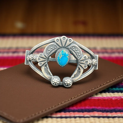 Women's Naja Cuff Kingman Turquoise and Sterling Silver - Handcrafted Native American