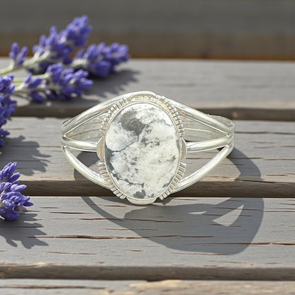 Women's White Buffalo and Sterling Silver Cuff - Handcrafted Native American