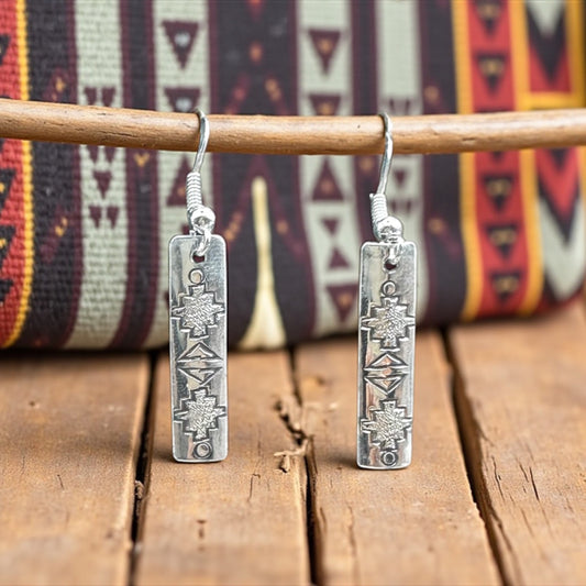Sterling Silver Hand-Edged - Hook Earrings - Handcrafted Native American