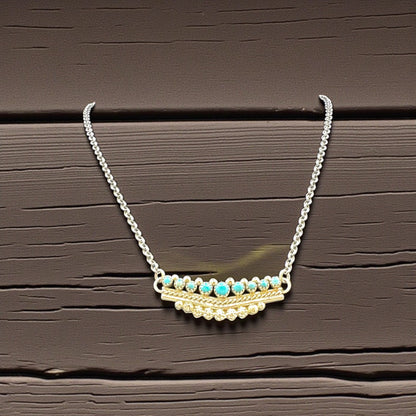 Round Bar - Turquoise/Coral and Sterling Silver Chain Link Necklace - Thomas Jim - Handcrafted Native American