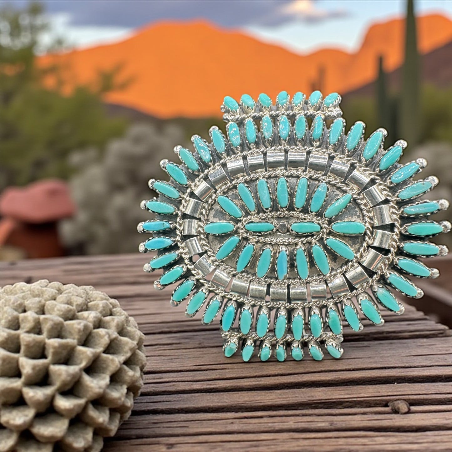 Women's Sleeping Beauty Turquoise and Sterling Silver Cuff - Handcrafted Native American