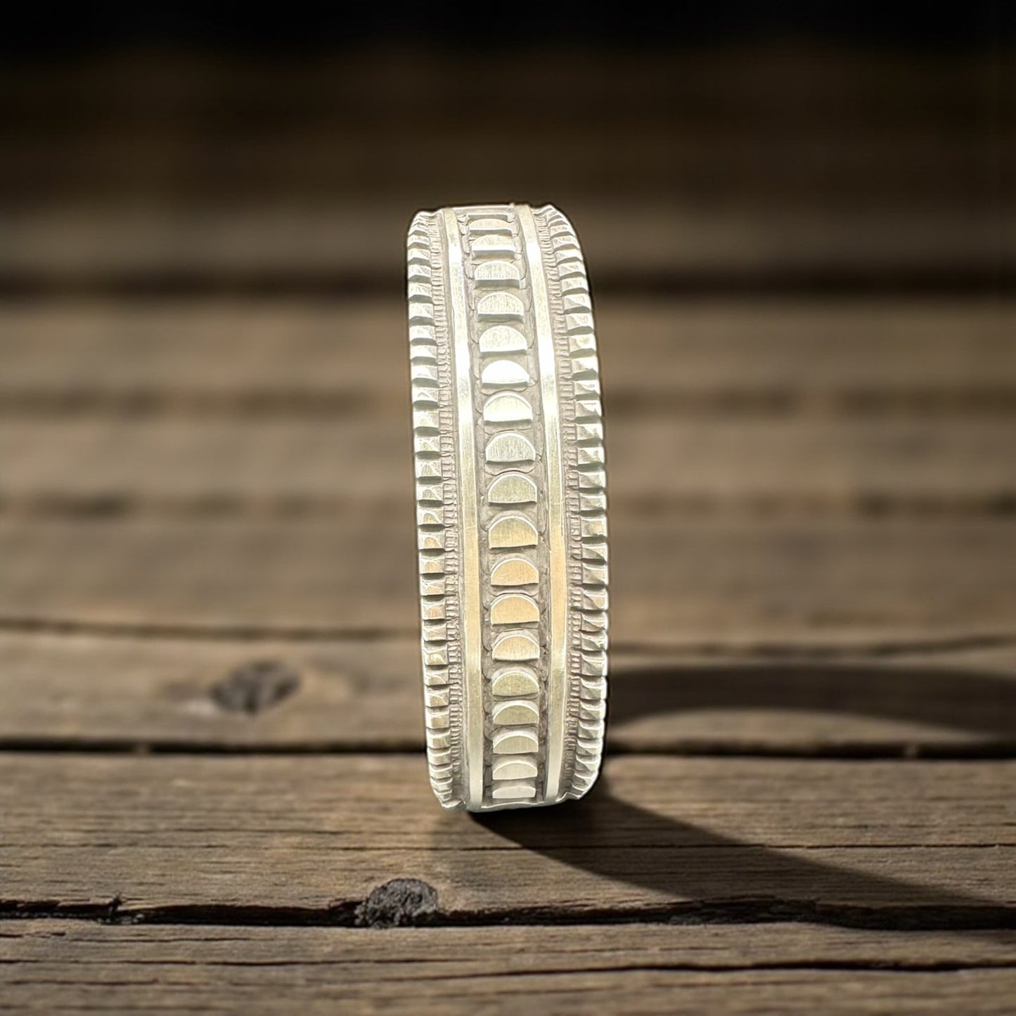 Men's Hand Stamped Sterling Silver Wide Cuff - Handcrafted Native American