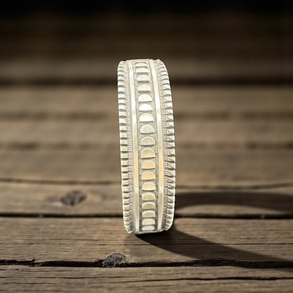 Men's Hand Stamped Sterling Silver Wide Cuff - Handcrafted Native American