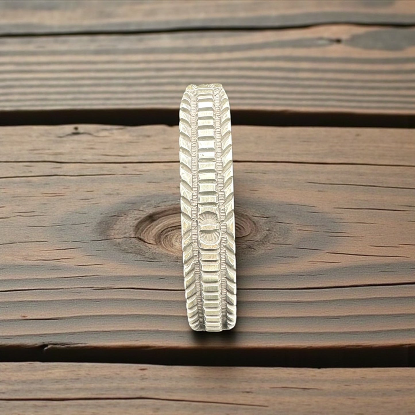 Men's Hand Stamped Sterling Silver Narrow Cuff - Handcrafted Native American