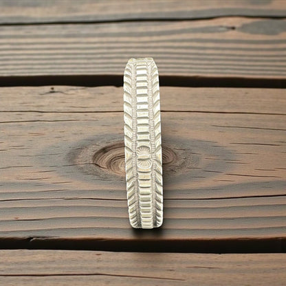 Men's Hand Stamped Sterling Silver Narrow Cuff - Handcrafted Native American