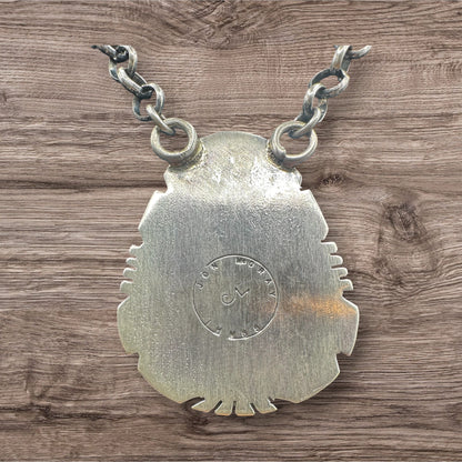 Royston Turquoise and Sterling Silver Chain Necklace and Pendant - Handcrafted Native American