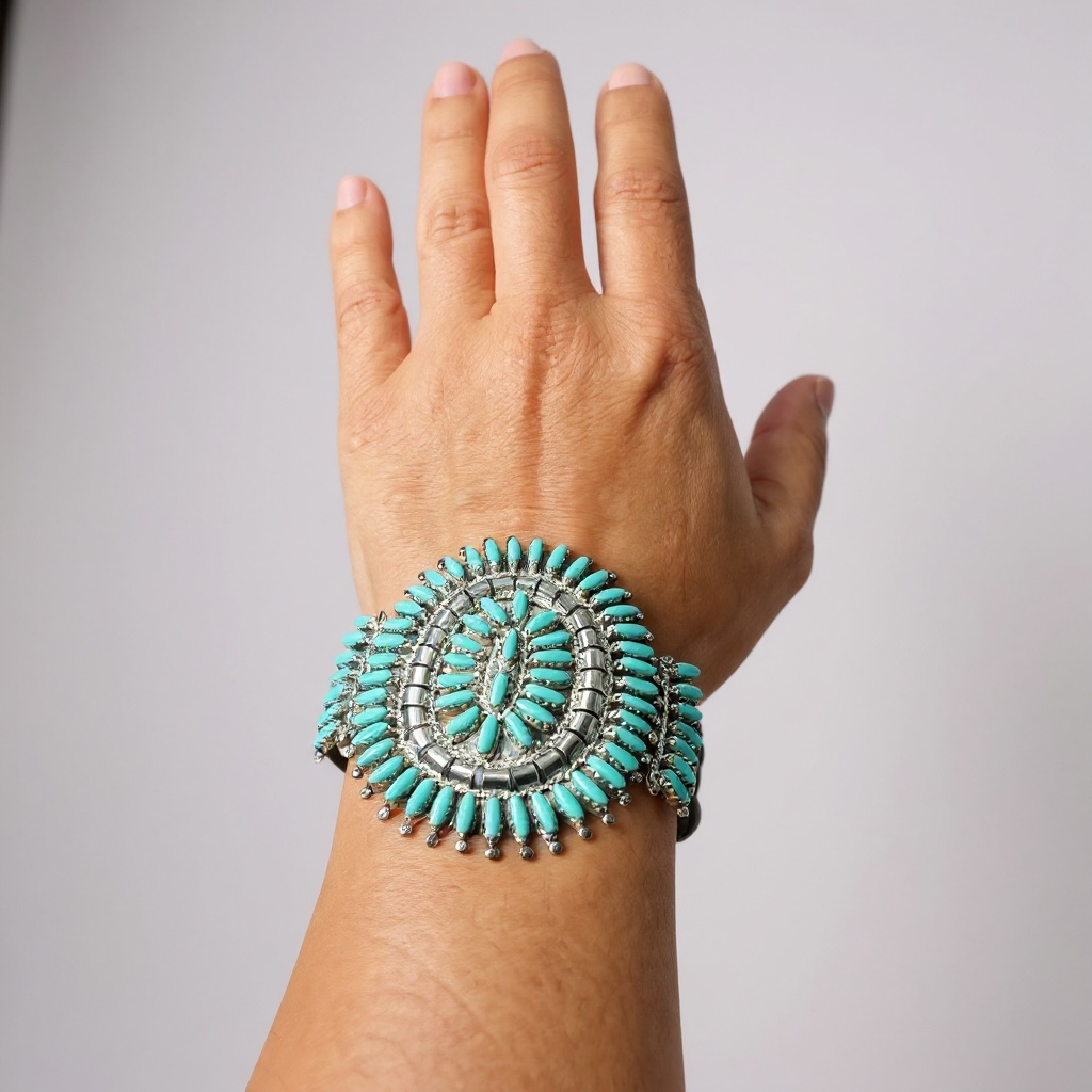 Women's Sleeping Beauty Turquoise and Sterling Silver Cuff - Handcrafted Native American