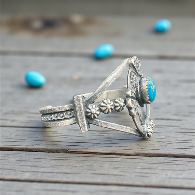 Women's Naja Cuff Kingman Turquoise and Sterling Silver - Handcrafted Native American