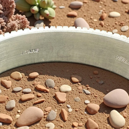 Men's Hand Stamped Sterling Silver Wide Cuff - Handcrafted Native American