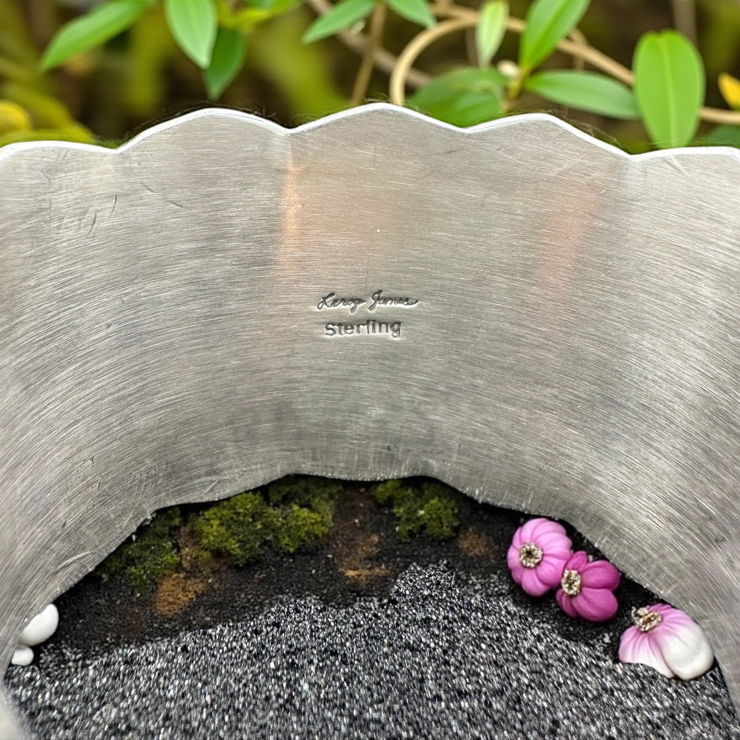 Women's Hand Stamped Sterling Silver Extra Wide Cuff - Handcrafted Native American