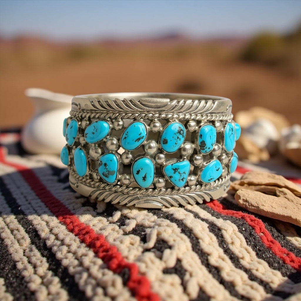 Tommy Moore - Sleeping Beauty Turquoise and Sterling Silver - Navajo Cuff
